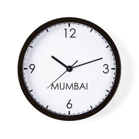 CafePress - MUMBAI World Clock - 10" Quartz Analog Battery-Powered Modern Wall Clock, Unique