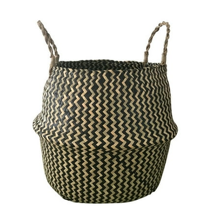 White Wicker Baskets Cheap Plant Basket,Bestller 11''x9'' Foldable Rattan Straw Basket Flower Pot Hanging Wicker Storage Basket Garden Accessories ()