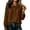 #0044-Brown, variant on Shihyeh Womens Peter Pan Collar Pleated Blouse, Half Button Long Sleeve Solid Color Casual Babydoll Top for Women Daily Office Wear