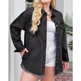 thumbnail image 3 of SHEWIN Denim Jacket for Women Oversized Jean Shirt Jackets Boyfriend Distressed Shacket for Women Black, 3 of 10