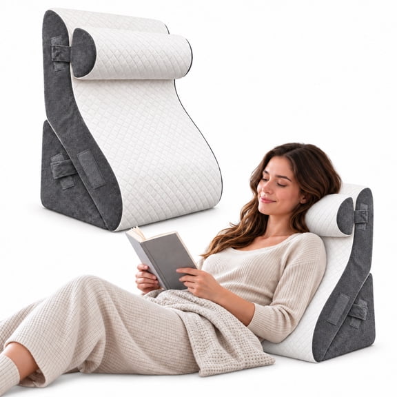 REHAND Wedge Pillow,24" Bed Wedge Pillow for Sleeping,Large Orthopedic Triangle Pillow with Memory Foam Support for Back,Legs & Reading Comfort