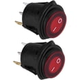 thumbnail image 2 of Botón de interruptor LED, 2 piezas de interruptor basculante de palanca redondo LED rojo, botón de enganche redondo E/S, interruptor automático para automóvil y barco, 12 V, 20 A, 3 pines, 2 of 5
