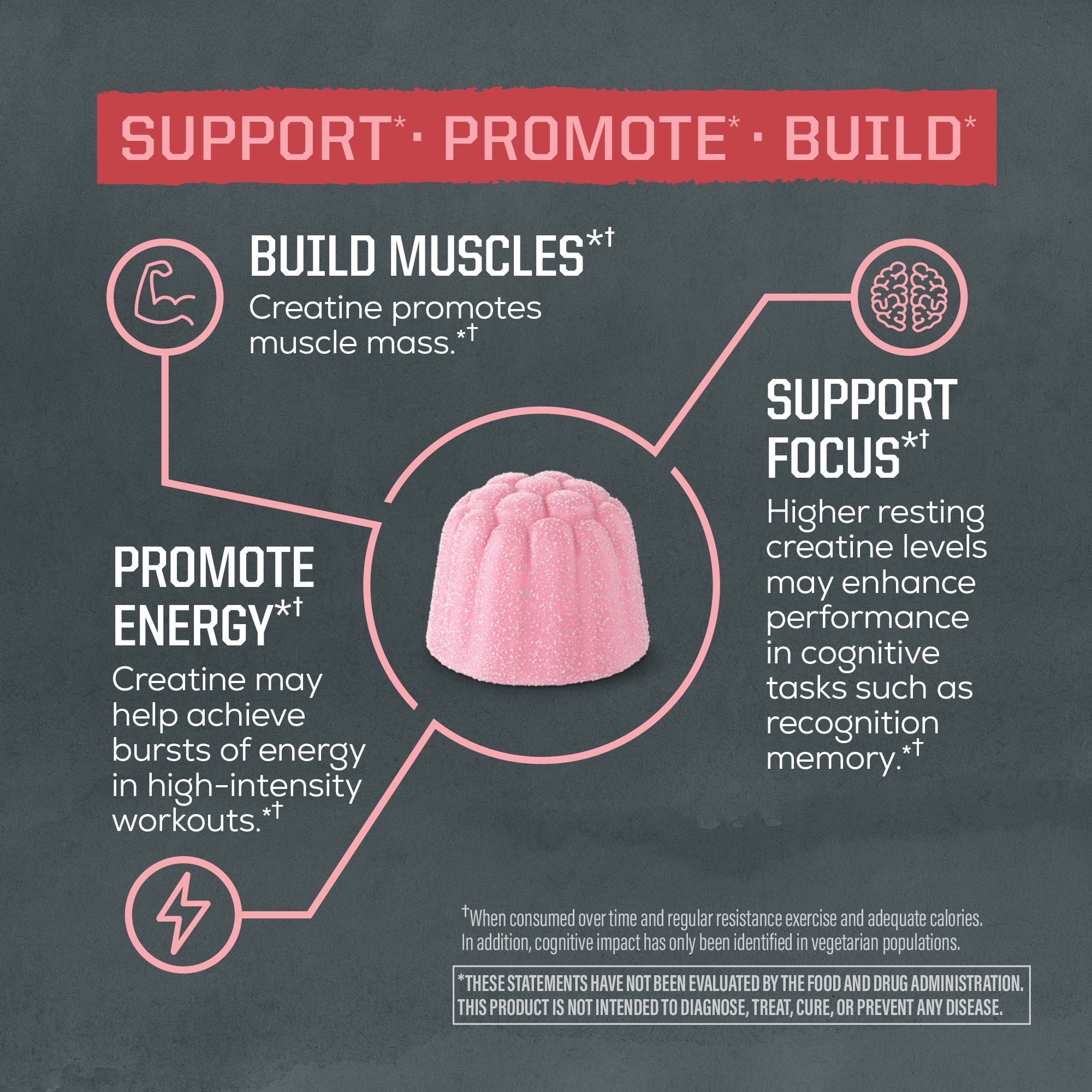 US Active Creatine Gummies (Strawberry) - 90ct pouch (30 srv)