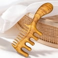 thumbnail image 4 of Peine de madera para masaje del cuero cabelludo con mango largo ergonómico, multifuncional, de dientes finos y anchos, para hombres y mujeres., 4 of 7