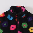 thumbnail image 5 of JUMEYU Kids Fleece Jacket with Hood Toddler Girls Flower Print Fleece Zip-Up Jacket Winter Coat 5T 6T (Black,5-6 Years), 5 of 8
