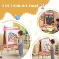 thumbnail image 3 of CONCETTA Kids Easel, Double-Sided Magnet Whiteboard & Chalkboard with Paper Roll, Storage Shelf & Accessories, Pink, 3 of 11