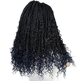 Feiboyy Fiber Crochet Hair With Three Braids Wrapped Around The Tail Box  Braids Curly Ends Horsetail Wig