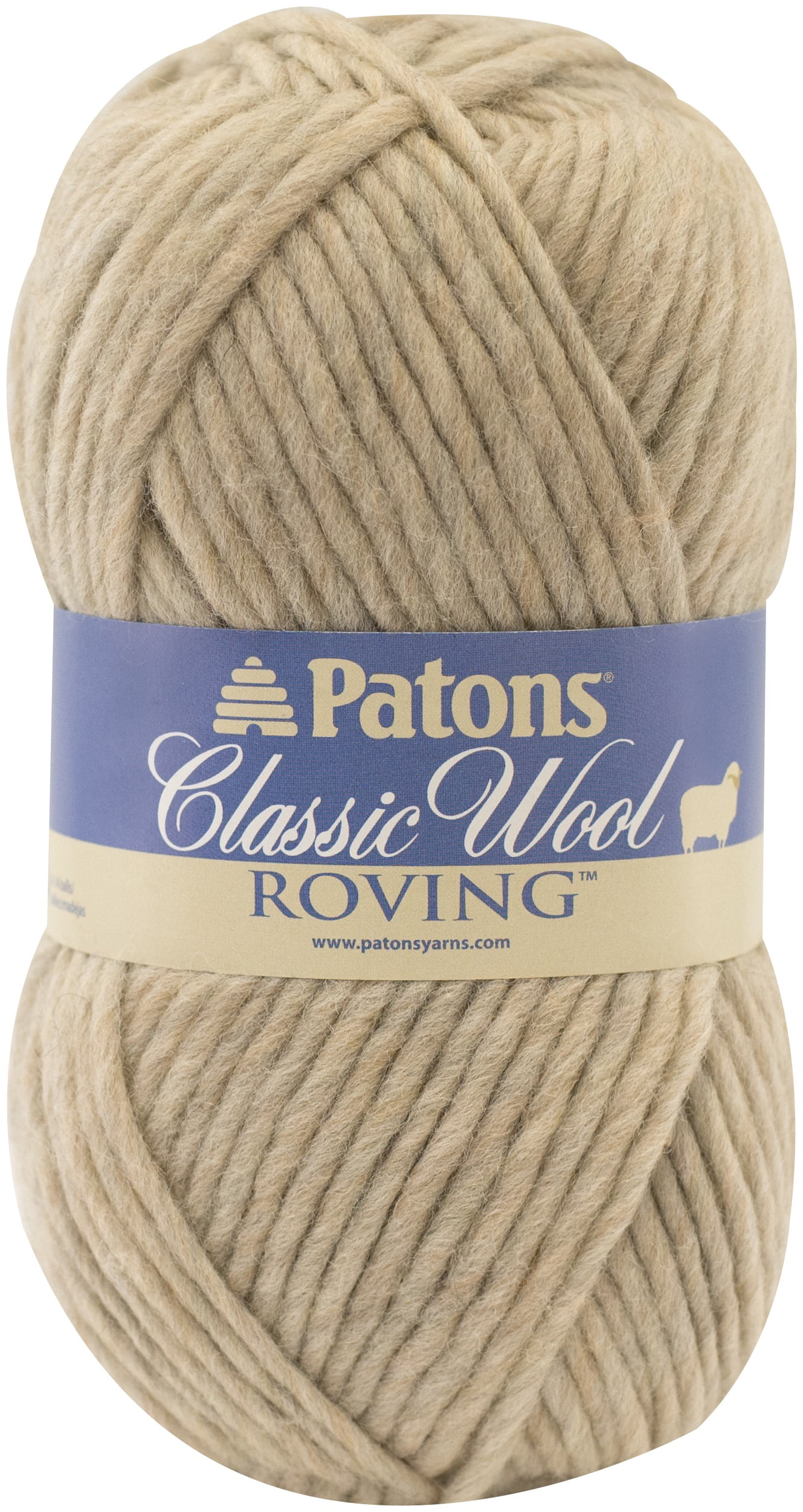 Patons Classic Wool Roving Yarn, 3.5 oz, Natural, 1 Ball