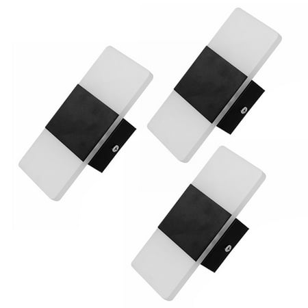 

3X Modern 3W LED Wall Down Lamp Sconce Spot Lighting Home Bedroom Fixture-Black+Warm White