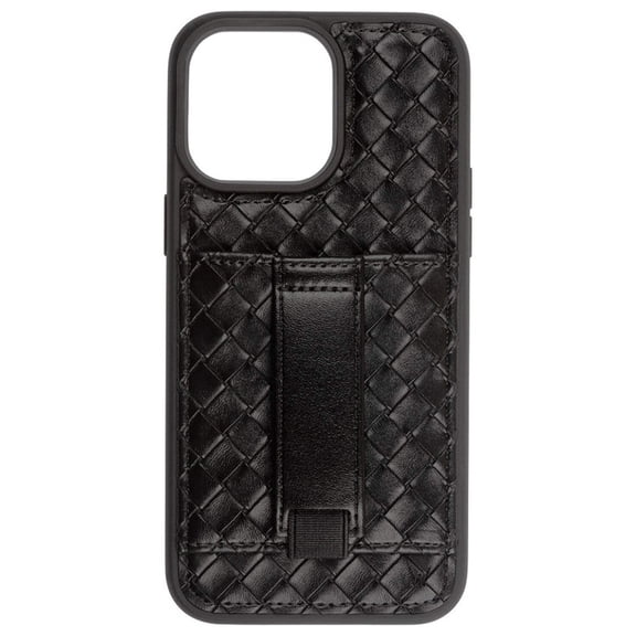 Walli Cases Samsung S23 Phone Case with Wallet and Finger Strap - Black Weave