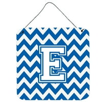 Carolines Treasures CJ1045-EDS66 Letter E Chevron Blue and White Wall or Door Hanging Prints 6HX6W multicolor