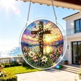 thumbnail image 4 of Stained Glass Style Suncatcher Window Hanging Acrylic Puzzle Ornament 8 Inch Round Light Catcher Decorative Hanging Sign for Home Window Porch Patio 1 Pack, 4 of 8