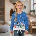 thumbnail image 4 of Xixirimido Snowmen Snowflake Blue Print Girls Casual Tunic Tops Tie-hem Long Sleeve Loose Soft Blouse T-Shirt Cute Graphic Girls Shirts, Size 11-12, 4 of 7