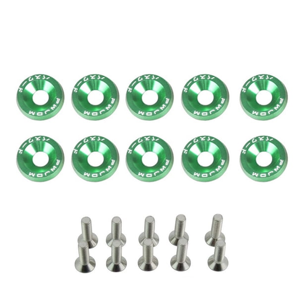 Kenally Juego surtido de arandelas y tornillos para coche de 10 piezas, Kit de arandela decorativa para pernos de vehículo, repuestos para automóviles Accesorios para motos Verde Kenally VI018653-07