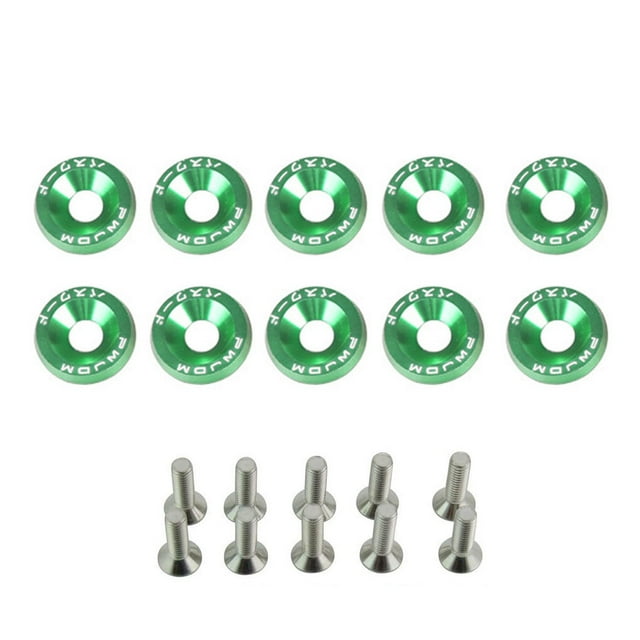 Langgg 10 Pièces Voiture Vis Rondelles Assortiment Ensemble Boulons de Véhicule Décoratif Rondelle Kit Pièces de Rechange Automobile Rouge Vert