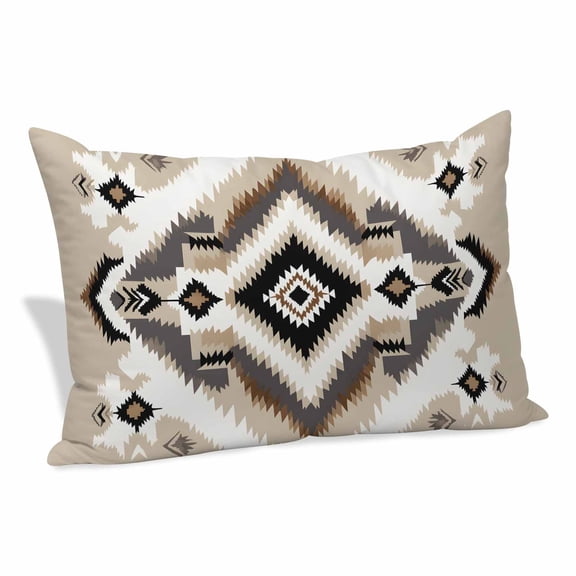 Black Brown Pillow Covers Queen, Boho Vintage Southwestern Ethnic Geometric Soft Brushed Microfiber Breathable Throw Pillow Covers, Pillowcase with Zipper for Couch Sofa Bedroom Living Room 20"x30"