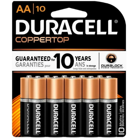 Duracell Coppertop Alkaline Batteries 1.5 Volt AA 10 Each (Pack of 4)