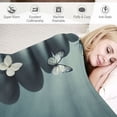 thumbnail image 3 of WYYP Zen Water Lily White Flower and Butterfly Stone in Water Lightweight Flannel Bed Blanket White, 3 of 6