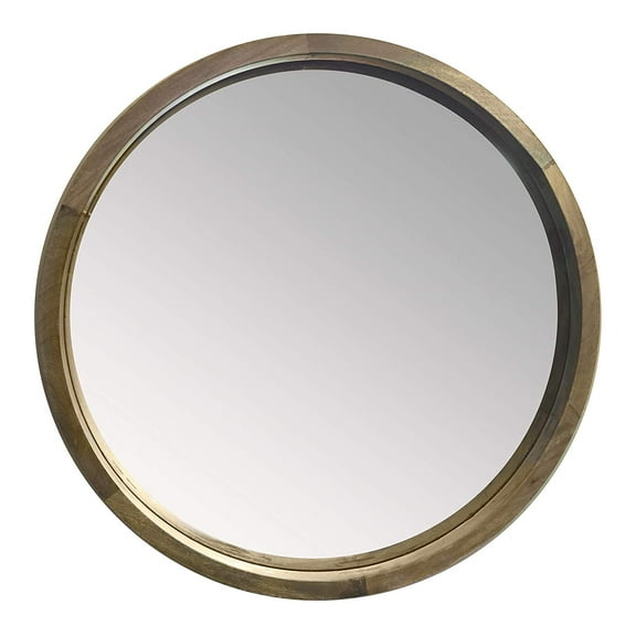 Decorshore 28" x 28" Circle Wall Mirror, White