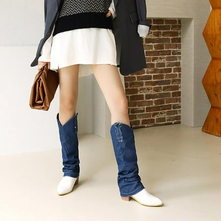 

Aueoeo Womens Boots Heels For Women Mid Heel Thick Heel Casual Women S Boots Fashion Charm Women S Boots Long Boots Comfortable Shoes For Women