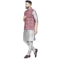 thumbnail image 3 of eloria Mens Kurta Pyjama Silk Dupion Kurta Churidar With Printed Cotton Blended Nehru jacket, 3 of 4