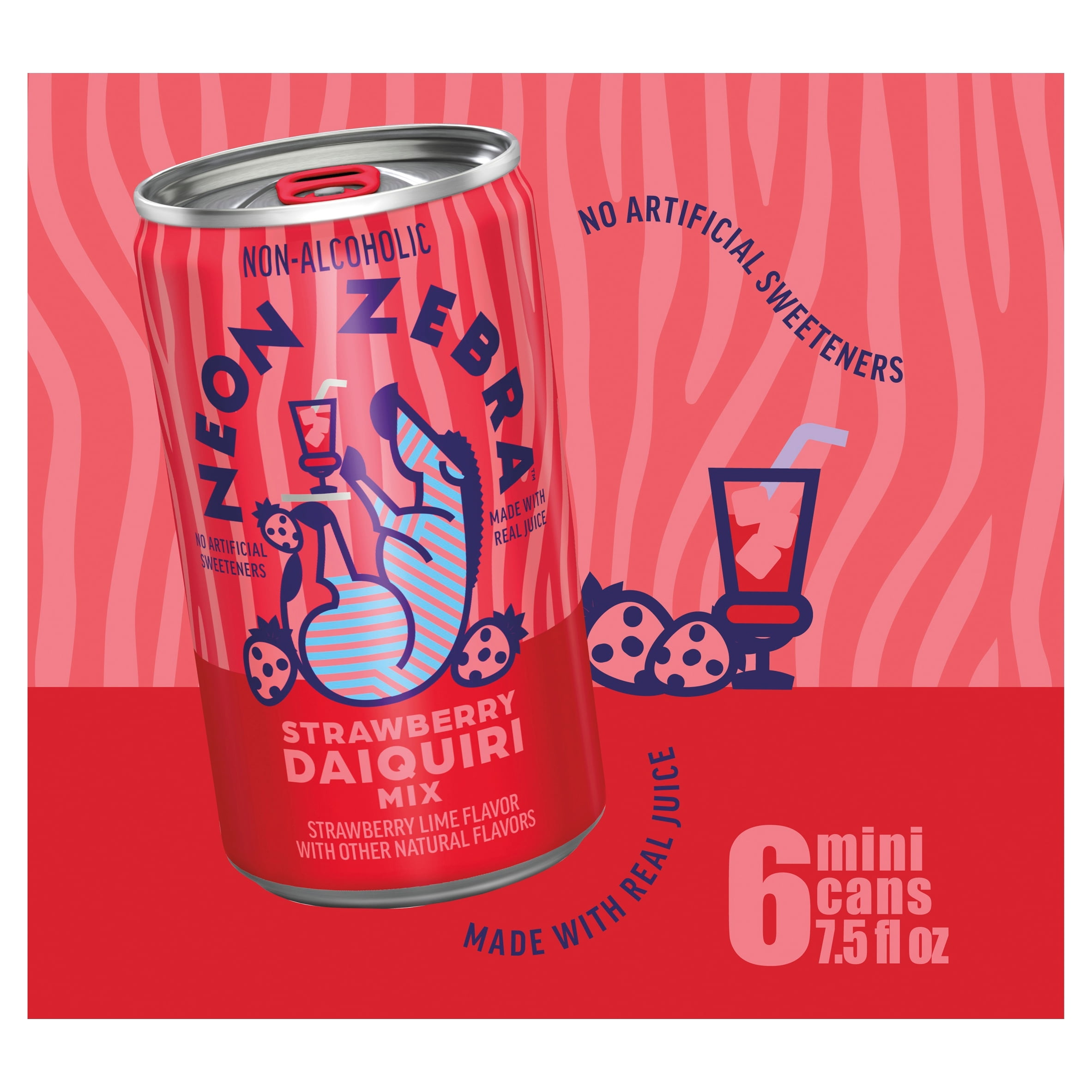 Neon Zebra Strawberry Daiquiri, Cocktail Mixers, No Artificial