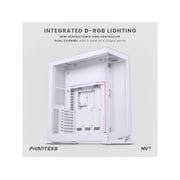 Phanteks NV7, Showcase Full-Tower Chassis, High Airflow Performance, Integrated D/A-RGB Lighting, Seamless Tempered Glass Design, 12 Fan Positions, Matte White