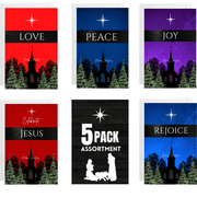 5 pack Faith-based Christmas Religous Greeting Cards