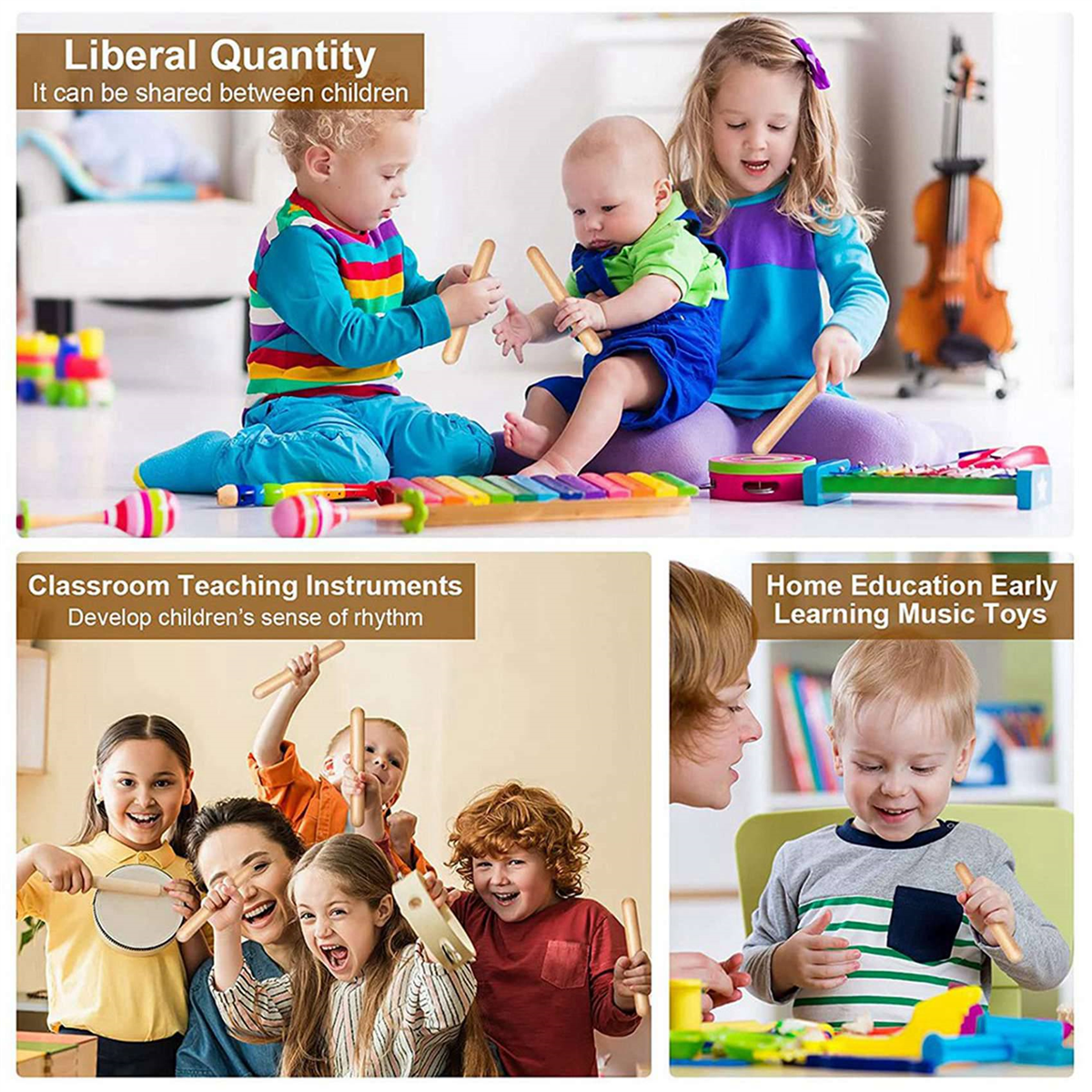 160 Pcs 8 Inch Kids Rhythm Sticks Music Lummi Sticks Classical Wood Claves Musical Percussion Instrument Musical Sticks