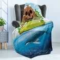 thumbnail image 4 of Whale Soft Flannel Fleece Throw Blanket, Huge Whale Diving into Ocean in Rainbow Hand Drawn Image Perfect for Teens Print, Cozy Plush for Indoor and Outdoor Use, 70" x 90", Multicolor, by Ambesonne, 4 of 5