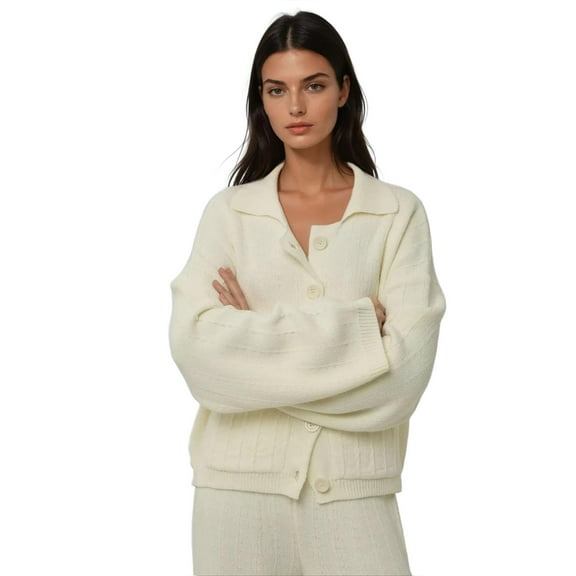 Textured Knitwear Cardigan with Buttons