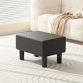 thumbnail image 2 of VECELO Small Footstool Ottoman, PU Leather Footrest with Legs, Rectangle Padded Seat for Living Room Bedroom, Black, 2 of 7