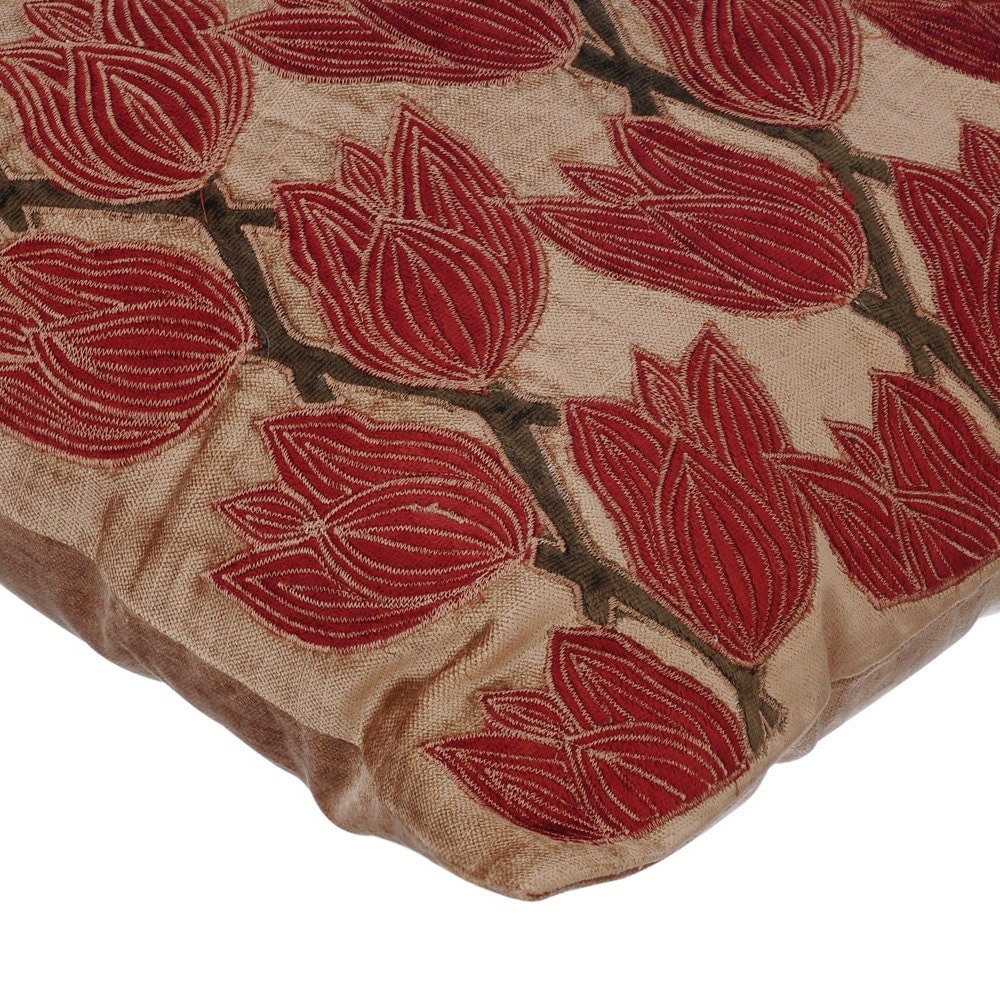 Euro Sham Pillow Covers, Pearl Beige Euro Pillow Shams 26x26 inch (65x65 cm), Velvet Euro Sham Covers, Nature & Floral, Tulip, Applique, Modern European Pillow Shams - Blooming Tulips