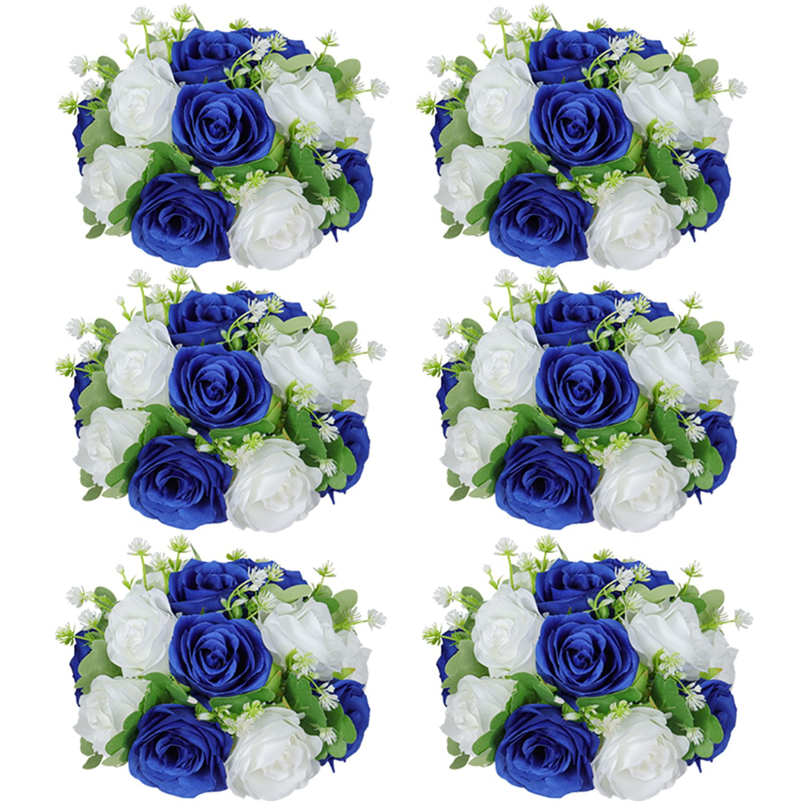 Flower Balls Wedding Silk Roses Centerpieces 6pcs Flowers Kissing Ball Decor Artificial Floral Bouquet for Table Arrangement Event Birthday Party 10.6x5.5 inch