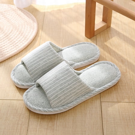 

Foraging dimple Women s Fashion Casual Couples Household Slippers Anti-skid Striped Indoor Shoes Green
