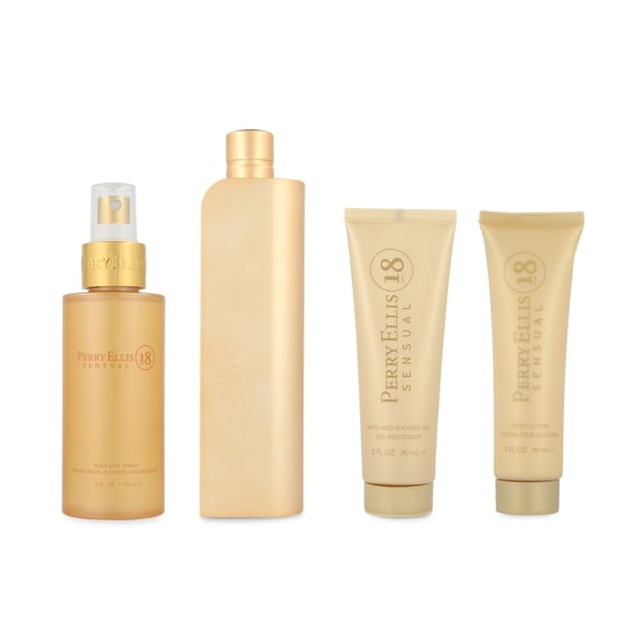 SET PERRY ELLIS 18 SENSUAL 4PZS 100ML EDP SPRAY/ SHOWER GEL 90ML/ BODY MIST 118ML SPRAY/ BODY LOTION 90ML