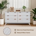 thumbnail image 5 of TROPOW 54" Wide Drip Pattern 6 Drawers Dresser with Faux Marble Top, Bedroom Chest of Dresser Wood, Curved Profile Design, TV Stand for Nursery, Bedroom, Living Room, 5 of 8