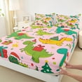 thumbnail image 3 of jejeloiu Christmas Theme Twin Sheet Sets,Cute Animal Dinosaur Twin Fitted Sheet,Xmas Gifts Tree Flat Sheet For Children,Microfiber Bedroom Decor,3pcs, 3 of 7