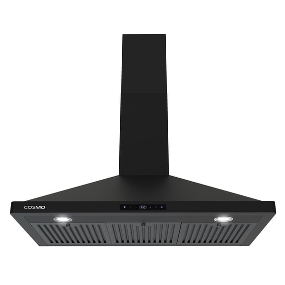 Cosmo 36 in. Vista Collection Ducted Wall Mount Range Hood, Touch Controls, LED Lights, Matte Black