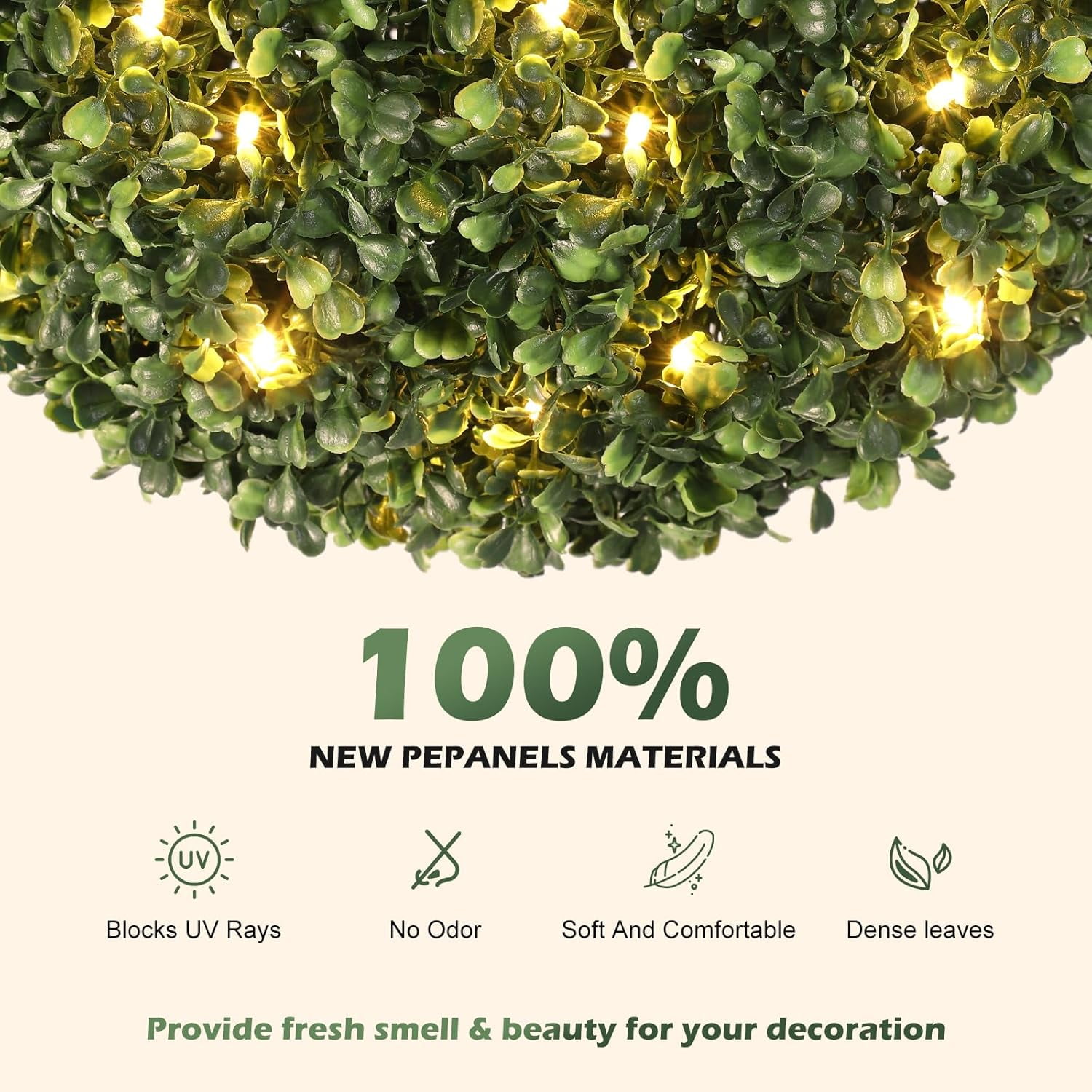 2 PCS 16 inch Artificial Plant Topiary Balls,Faux Boxwood Decorative Balls with Sturdy Pot Base,Pre-Lit Waterproof Fake Greenery Plants Ball for Backyard Garden Wedding Home Decor