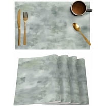 Placemats Set of 6, Cotton Linen Heat Table Mats Non-Slip Washable Retro Green Ombre Oil Painting Abstract Placemat for Holiday Banquet Dining Kitchen Table Decor