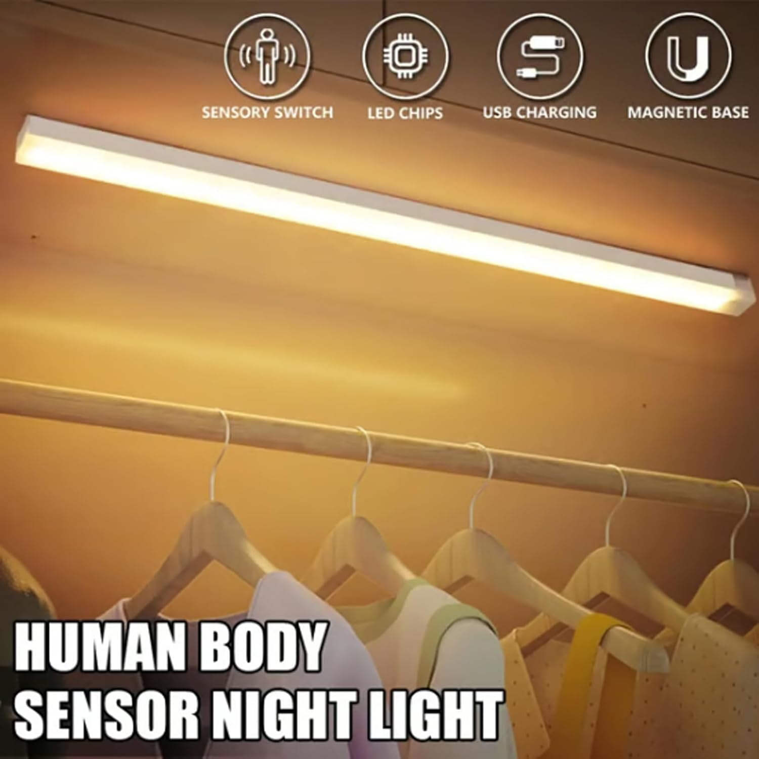 Punch-Free Smart Sensor Magnetic Rechargeable LED Lights,4/7.9/11.8 In USB Wireless Closet Under Cabinet Motion Sensor Lighting, White/Warm Light,120° Wide Angle,6-13ft Range for Kitchen,Cupboard