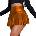thumbnail image 1 of Faldas de Sintético Elástico de Cintura Alta para Mujer, con Dobladillo con Volantes, Informales, Acampanadas y . Marrón XL, 1 of 7