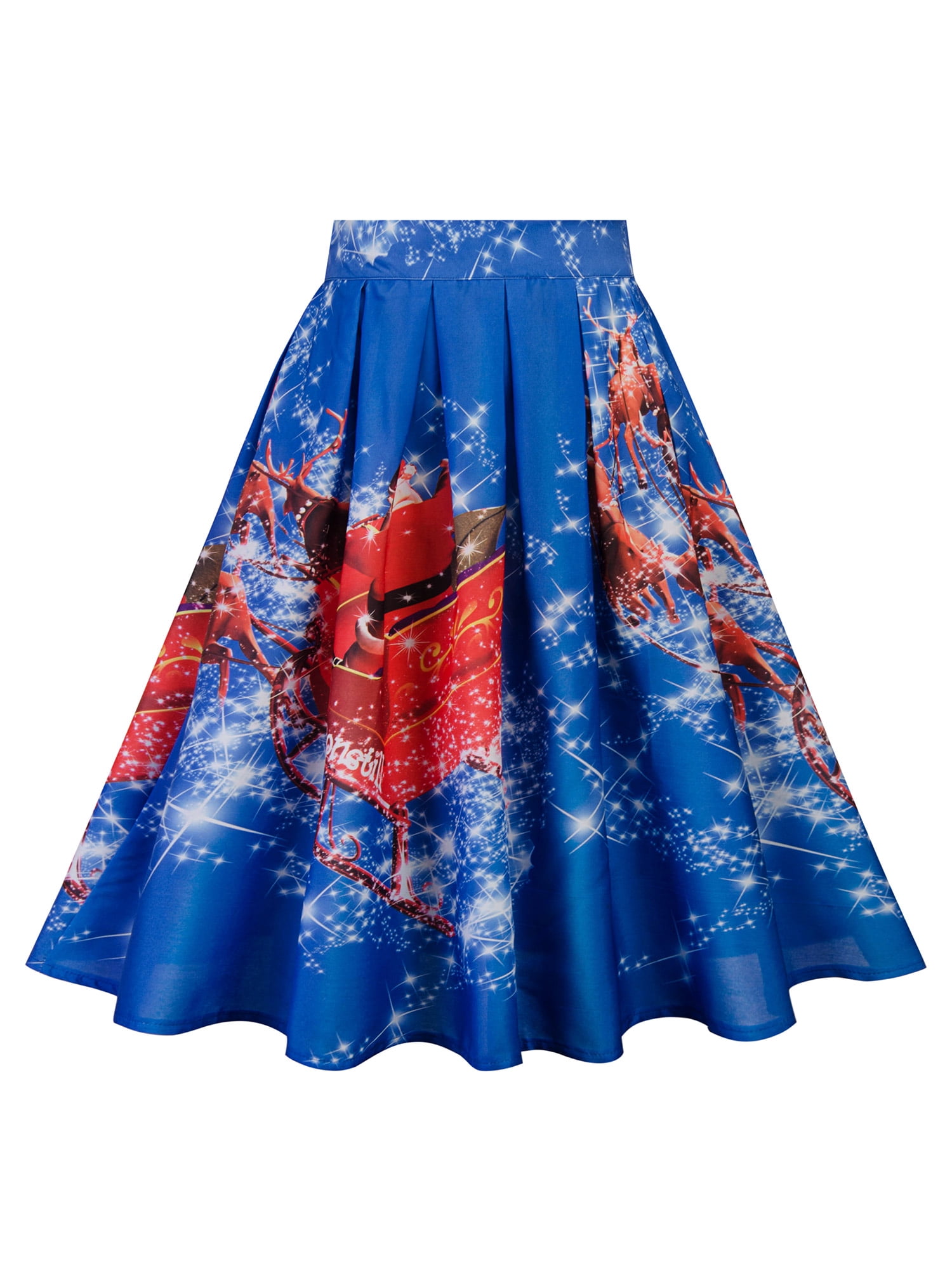 vintage print a line high waisted dress