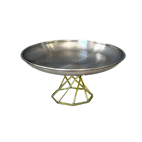 Stainless Steel Tray High-footed Metal Fruit Plate for Living Room Coffee Table