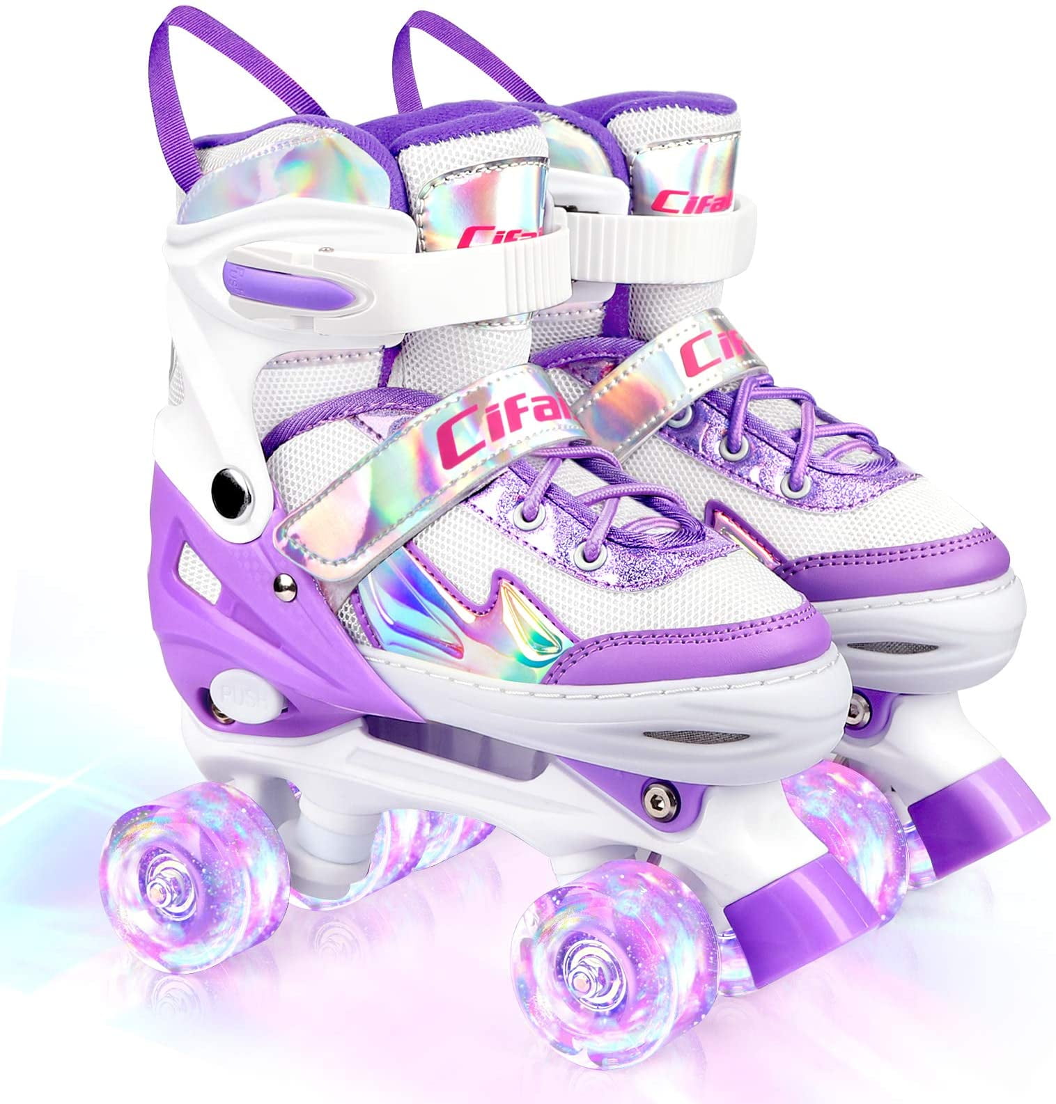 Adjustable Roller Skates for Girls Kids Boys with Light up Wheels Purple, 