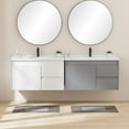 thumbnail image 7 of Floating Bathroom Vanity 32 Inch, Wall Mounted Bathroom Vanity with Ceramic Sink and 2 Drawers for Storage, Modern Wave-Carved Design Wooden Sink Cabinet, Grey, 7 of 7