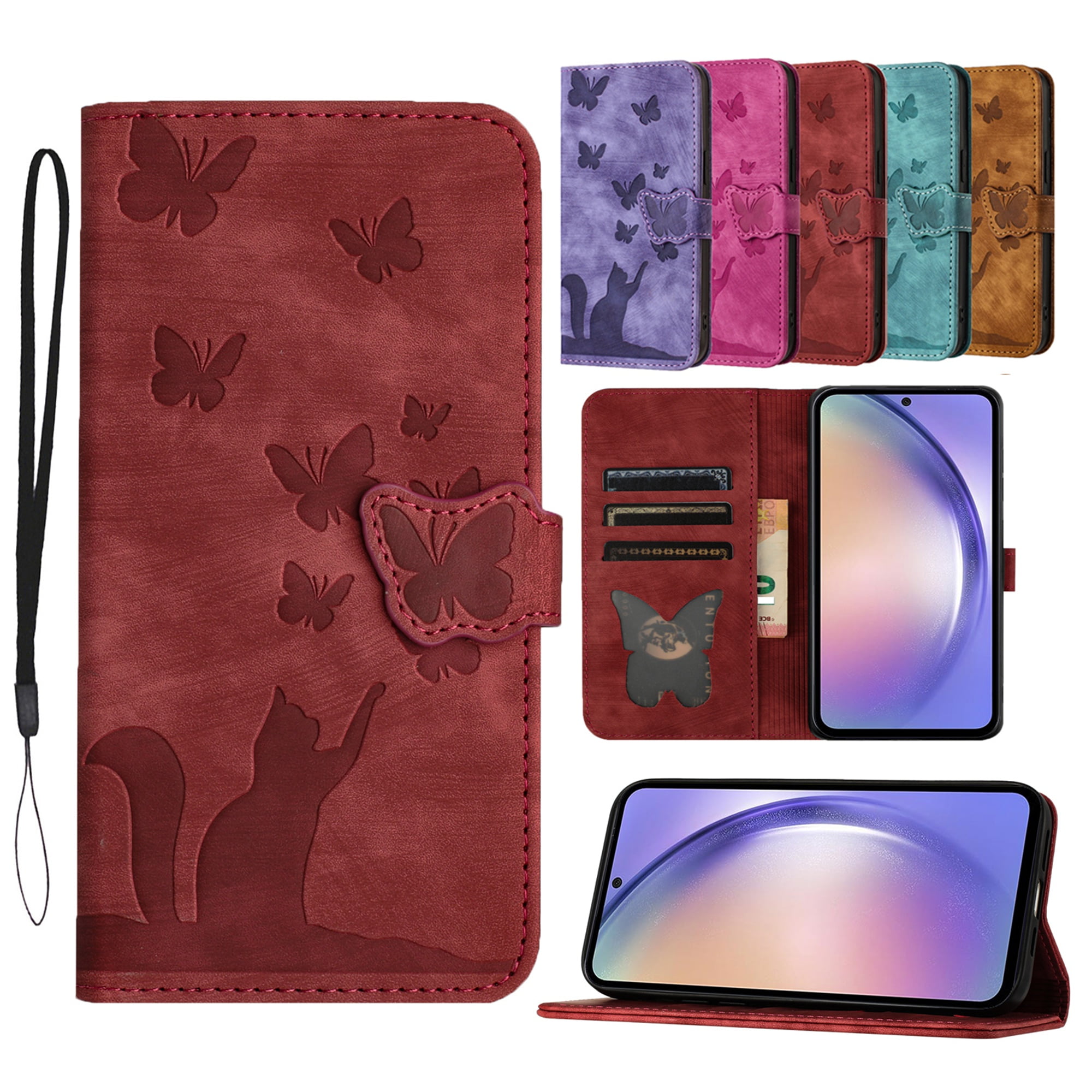 Samsung Galaxy A32 5G Wallet Case, Dteck Embossed Butterfly PU