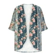 thumbnail image 5 of Pitauce Women's Summer Chiffon Sheer Lightweight Cardigan Puff Sleeve Kimono Cardigan Open Front Casual Loose Swimsuit Coverup, 5 of 5