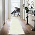 thumbnail image 1 of Elegant and Plush Hand-Woven Solid Shag Indoor High Traffic Hallway Runner Rug by Blue Nile Mills - 2.6' x 8', Ivory, 1 of 4